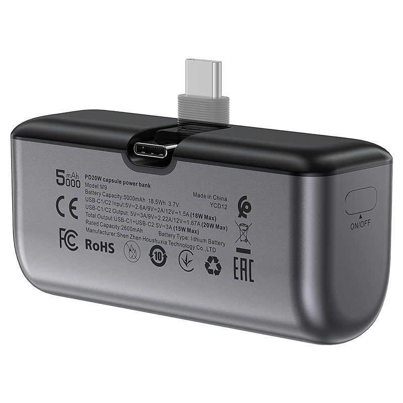 Зовнішній акумулятор ACEFAST M9-5000 PD20W capsule power bank Black