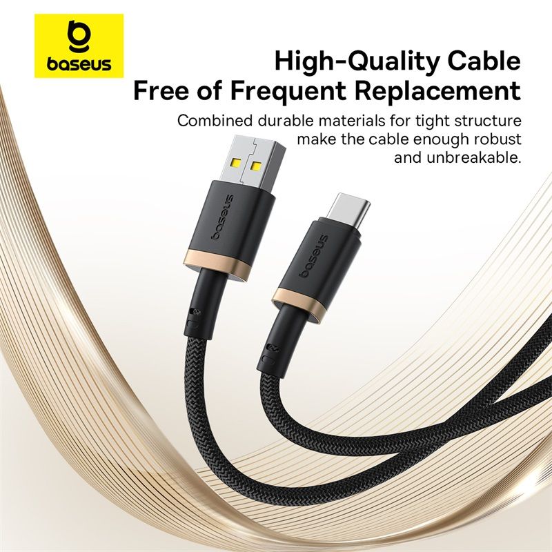 Кабель Baseus Dura Series Fast Charging Cable USB to Type-C 60W 2m Gold+Black