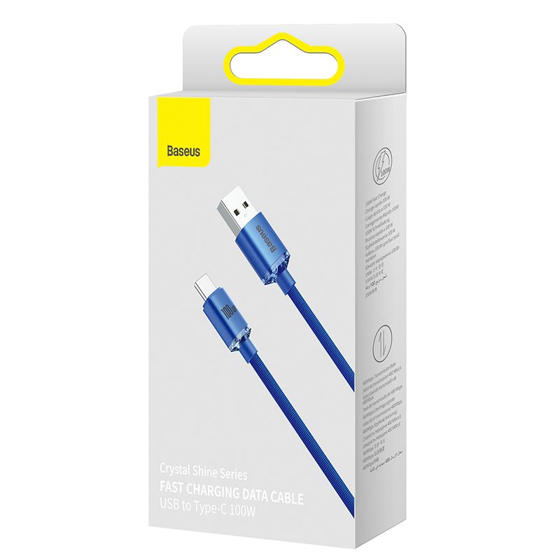 Кабель Baseus Crystal Shine Series Fast Charging Data Cable USB to Type-C 100W 2m Blue