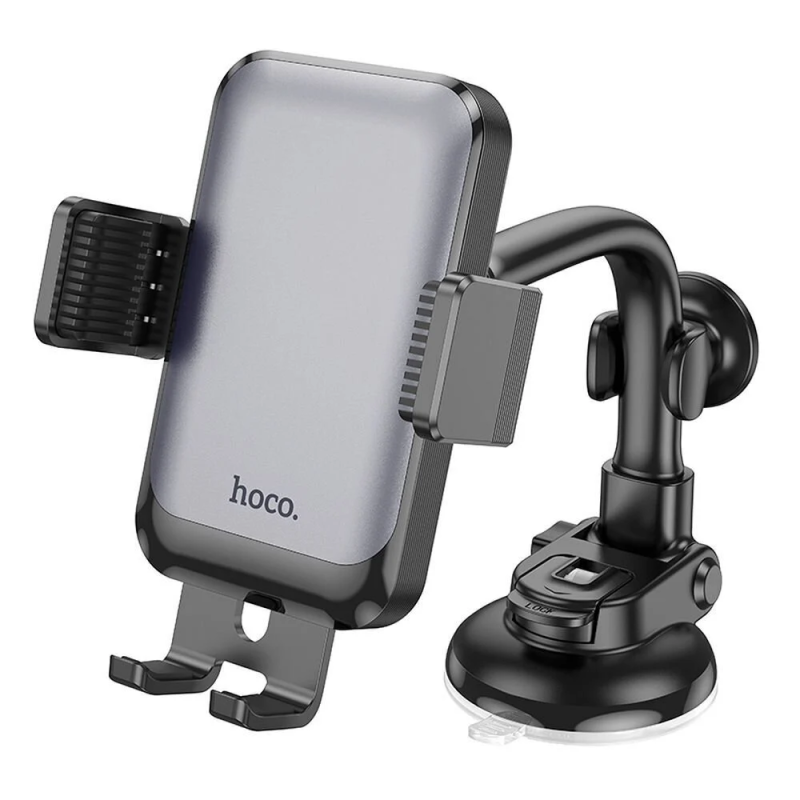 Автотримач для телефона HOCO H27 Rock push-type car holder(center console) Black gray