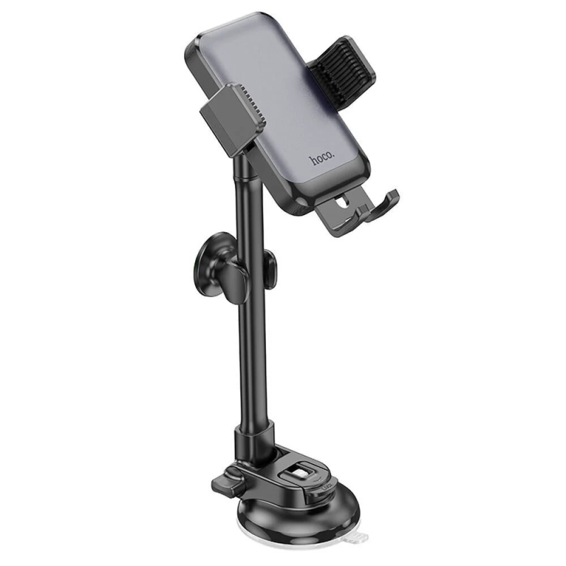 Автотримач для телефона HOCO H27 Rock push-type car holder(center console) Black gray