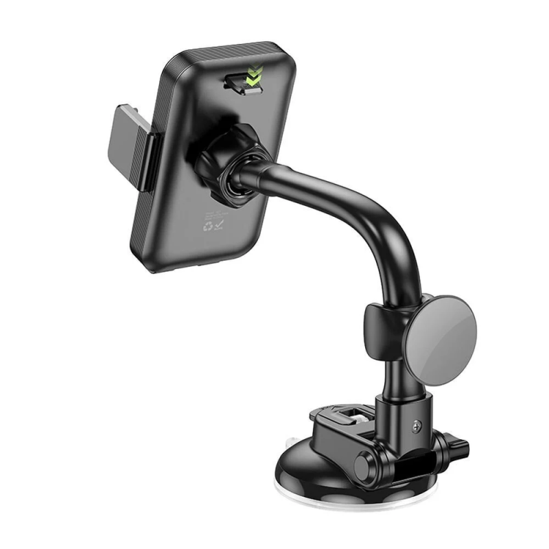 Автотримач для телефона HOCO H27 Rock push-type car holder(center console) Black gray