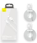 Кабель Baseus Simple Wisdom Data Cable Kit USB to iP 2.4A (2PCS/Set）1.5m White