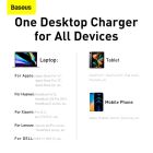 Мережевий зарядний пристрій Baseus GaN3 Pro Desktop Fast Charger 2U+2C 100W EU Black