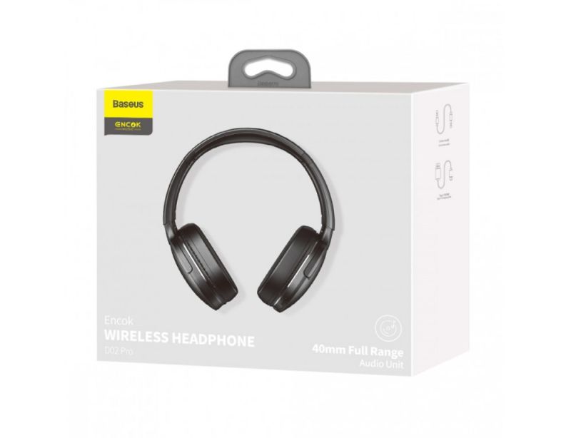 Бездротові накладні навушники Baseus Encok Wireless headphone D02 Pro Black (2022 Edition)