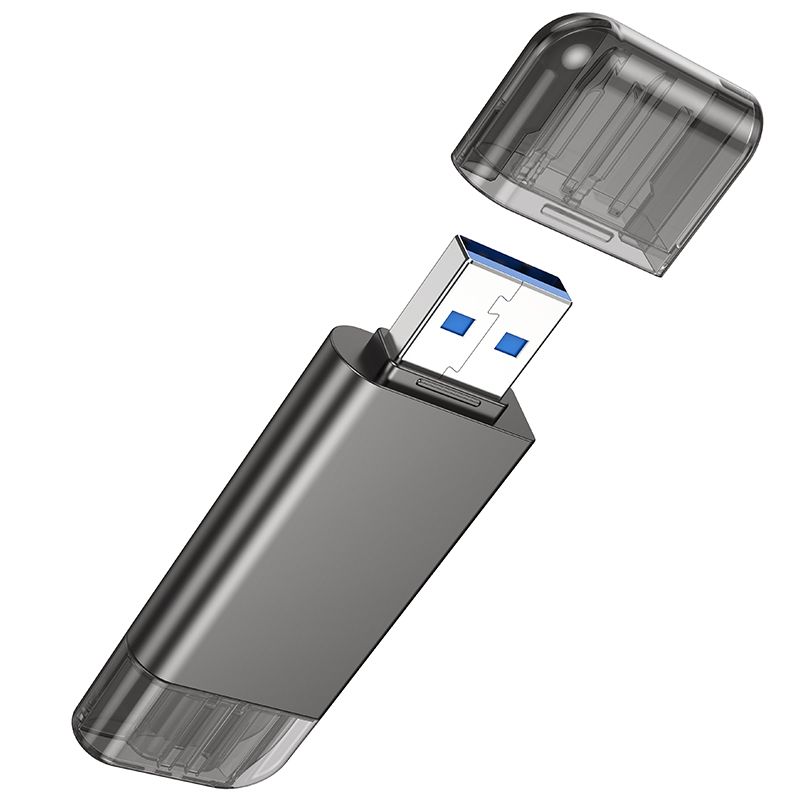USB-хаб HOCO HB39 USB/Type-C 3.0 high-speed card reader Metal Gray
