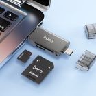 USB-хаб HOCO HB39 USB/Type-C 3.0 high-speed card reader Metal Gray