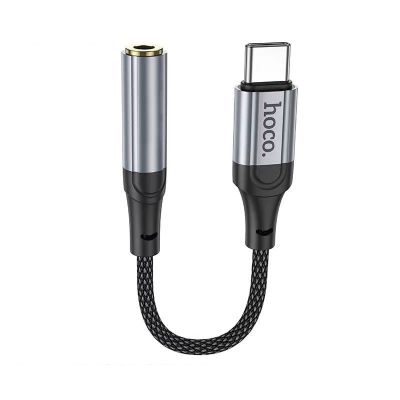 Аудiокабель HOCO LS36 Type-C to 3.5 female, nylon braid,  0.12m, Black