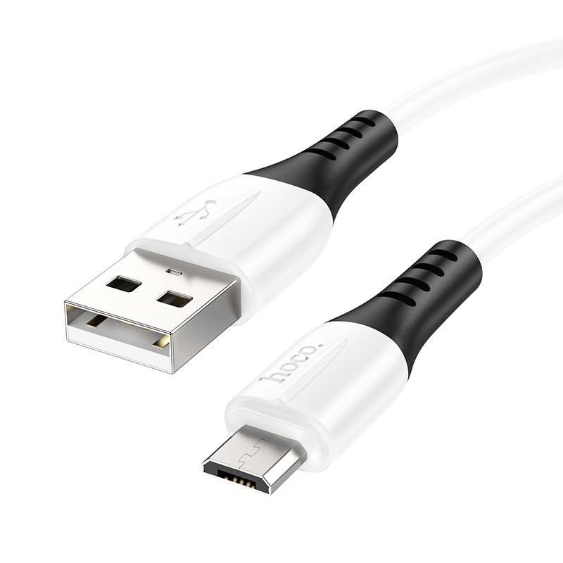 Кабель HOCO X82 USB to Micro 2.4A, 1m, silicone, silicone connectors, White