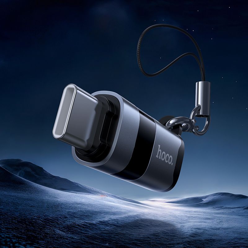 Перехідник HOCO UA36B C male to USB female OTG transparent adapter Black