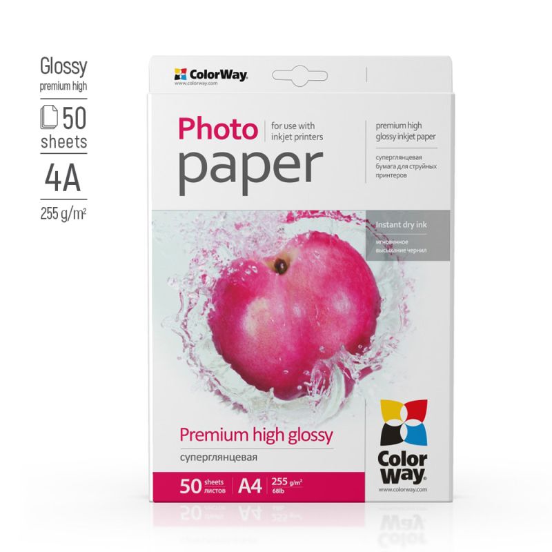 Фотопапір ColorWay A4 255г superglossy, 50c (PSG255050A4)